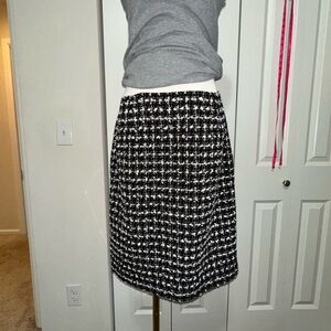 Black and White Houndstooth Midi Skirt